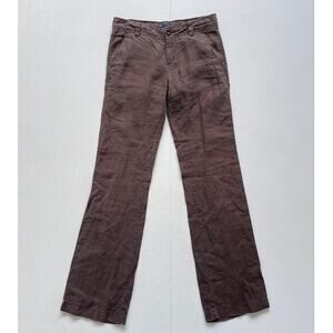 GAP Low Rise Pants: Brown Linen Kick Flares / Sz 0 / Office Siren 2010s